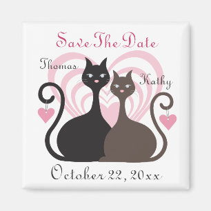 Love Cats Custom Save the Date Magnet Square