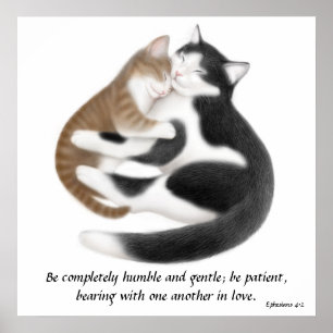Love Cats Ephesians 4:2 Inspirerend Print