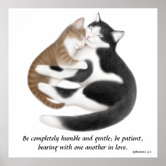 Love Cats Ephesians 4:2 Inspirerend Print (Voorkant)