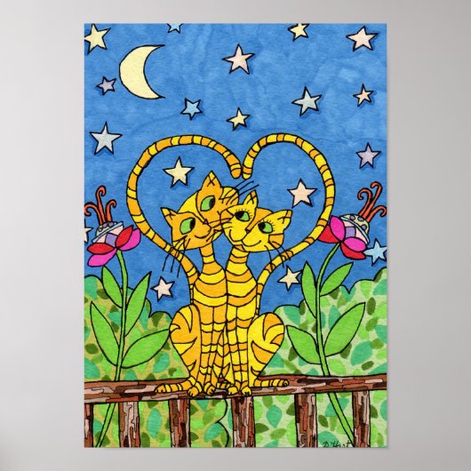 Love Cats Folk Art Poster (Voorkant)