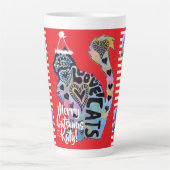 Love Cats Merry Catsmus kerstrode latte Mok (Voorkant)