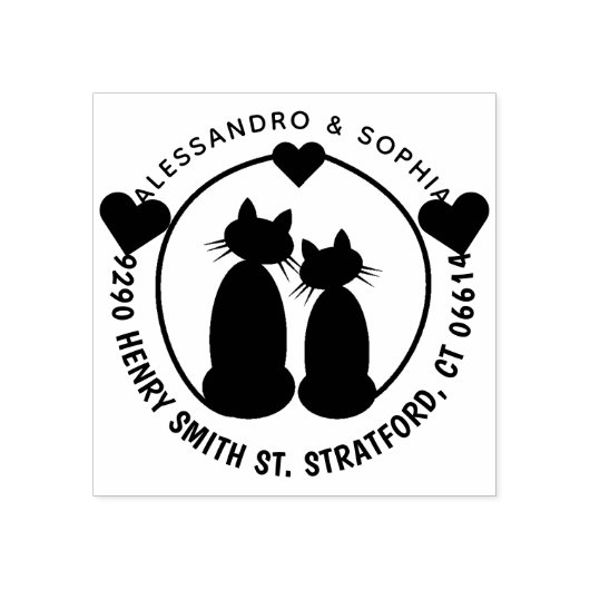 Love Cats Rubber Stamp Retouradres Rubberstempel (Afrduk)