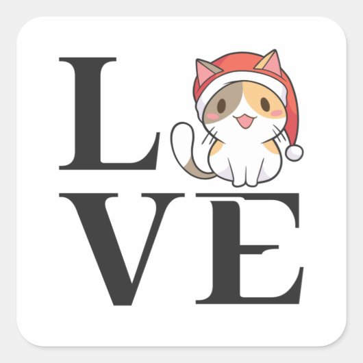 Love Cats - Santa Kitten Vierkante Sticker (Voorkant)