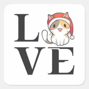 Love Cats - Santa Kitten Vierkante Sticker