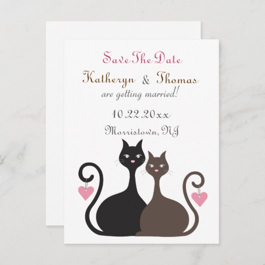 Love Cats Save The Date Aankondiging Briefkaart 2 (Voorkant / Achterkant)