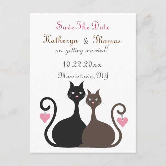 Love Cats Save The Date Aankondiging Briefkaart 2 (Voorkant)