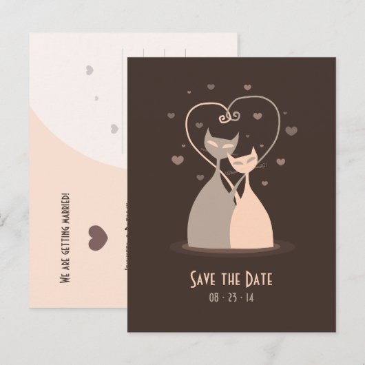 Love Cats - Save the date briefkaart (Voorkant / Achterkant)