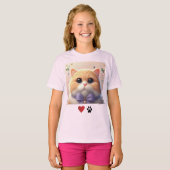 Love Cats Schattige Cat Pink Girls T-shirt (Voorkant volledig)
