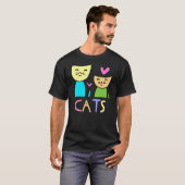 Love Cats Tekening by Jad Fair T-shirt (Voorkant volledig)