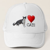Love Cats Tuxedo Cat Trucker Hat Pet (Voorkant)