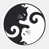 Love Cats Ying Yang Ronde Sticker (Voorkant)