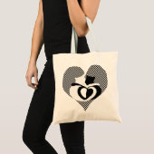 Love Cats - zwarte & witte staarten, verweven hart Tote Bag (Voorkant (product))