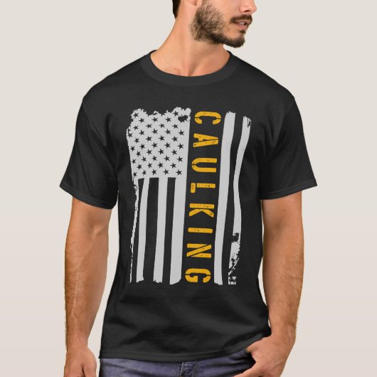 Love Caulking Construction Worker US Flag T-shirt (Voorkant)