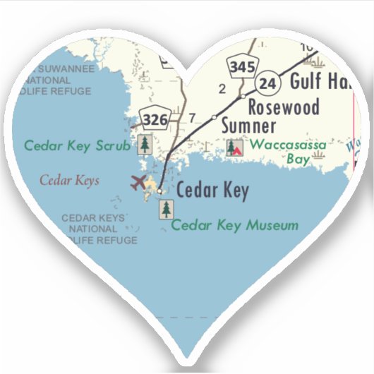 Love Cedar Key Florida Sticker (Voorkant)