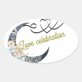 Love Celebration Trouwsticker – Halve Maan & Ovale Sticker