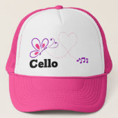 Love Cello Pink Paarse Butterfly Heart Trucker Pet (Voorkant)