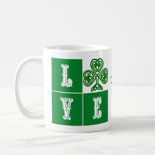 Love Celtic Shamrock Hearts Ireland Motto Koffiemok
