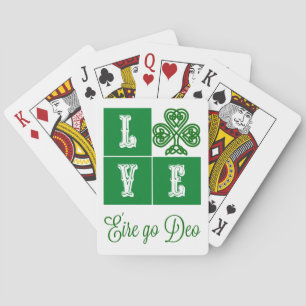 Love Celtic Shamrock Hearts Ireland Motto Pokerkaarten