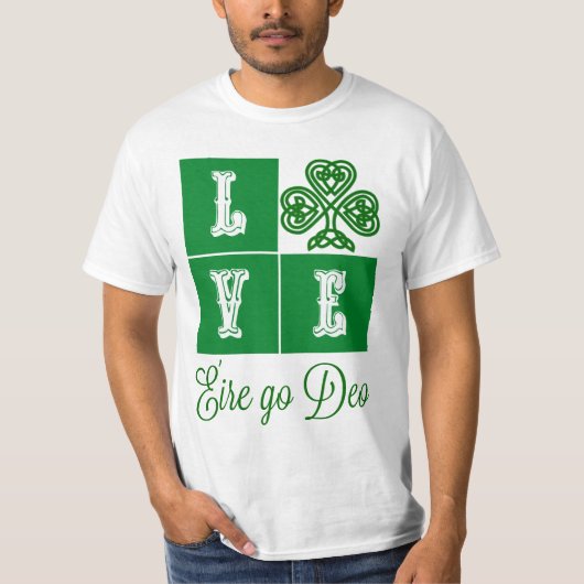 Love Celtic Shamrock Hearts Ireland Motto T-shirt (Voorkant)