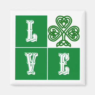 Love Celtic Shamrock Hearts Magneet