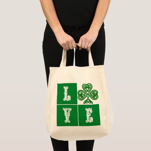 Love Celtic Shamrock Hearts Tote Bag (Voorkant (product))
