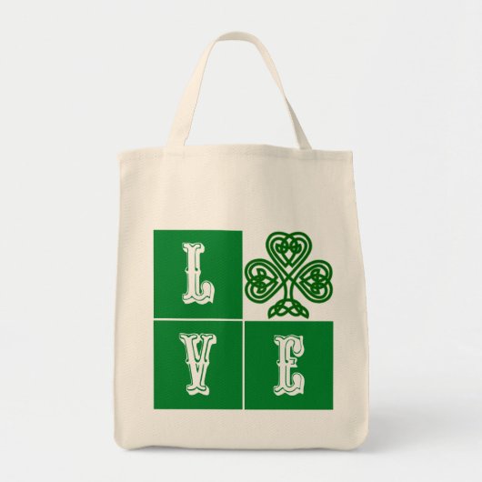 Love Celtic Shamrock Hearts Tote Bag (Voorkant)