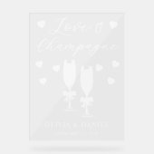 Love & Champagne Personalized Wedding Acryl Bord (Voorkant)