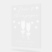 Love & Champagne Personalized Wedding Acryl Bord (Hoek)