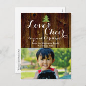 Love/Cheer Christmas Holiday Photo Briefkaart (Voorkant / Achterkant)