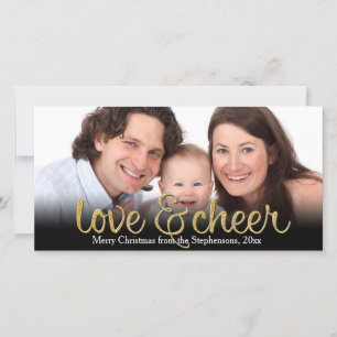 Love Cheer Glitter Shiny Effect Christmas Feestdagenkaart
