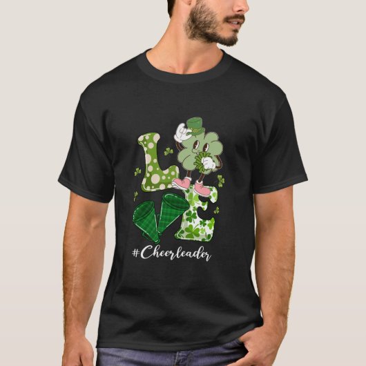 LOVE Cheerleader Life Shamrock Funny St Patrick's T-shirt (Voorkant)