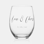 Love & Cheers Typografie Cadeaubrillen Wijnglas Zonder Voet (Voorkant)