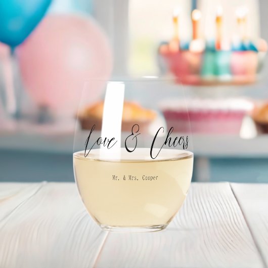 Love & Cheers Typografie Cadeaubrillen Wijnglas Zonder Voet (Insitu (Baby Shower))