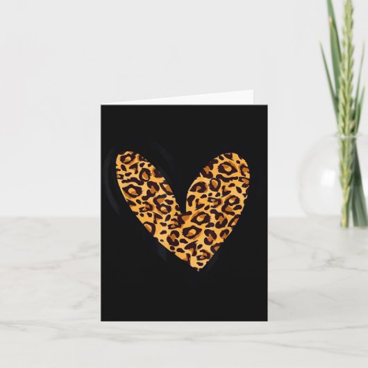 Love Cheetah Leopard Print Heart Valentines Day Gi Kaart (Voorkant)