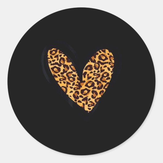 Love Cheetah Leopard Print Heart Valentines Day Gi Ronde Sticker (Voorkant)
