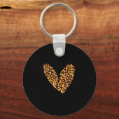 Love Cheetah Leopard Print Heart Valentines Day Gi Sleutelhanger (Voorkant)