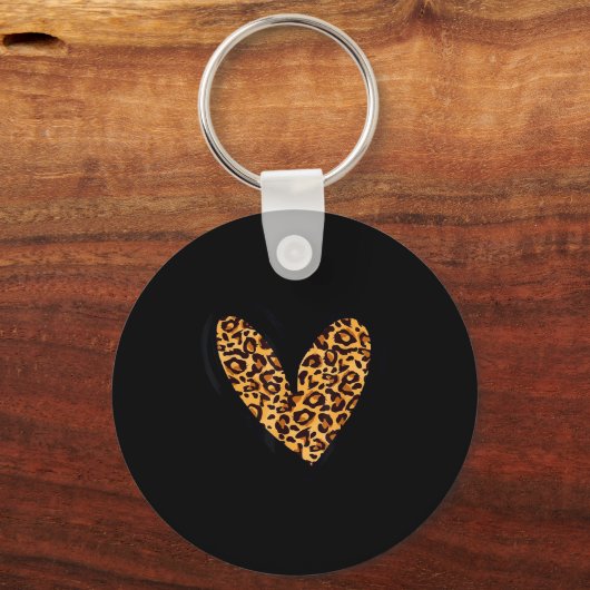 Love Cheetah Leopard Print Heart Valentines Day Gi Sleutelhanger (Voorkant)