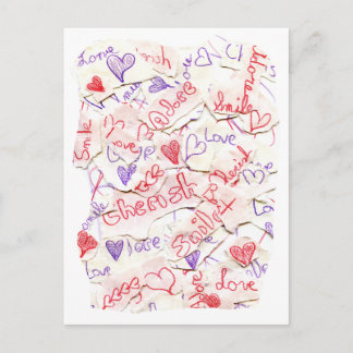 Love Cherish Adore Red en Paarse Collage Briefkaart