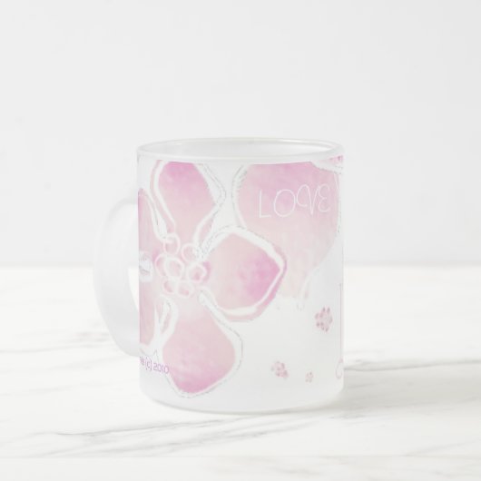 Love Cherry Blossom (personaliseren) Matglas Koffiemok (Voorkant links)