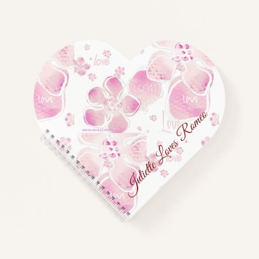 Love Cherry Blossoms Hartvormig Spiraal Notitieboe Notitieboek (Voorkant)