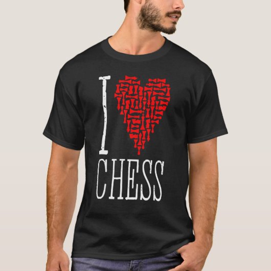 Love Chess Heart Player Master Coach Pieces Mosa T-shirt (Voorkant)