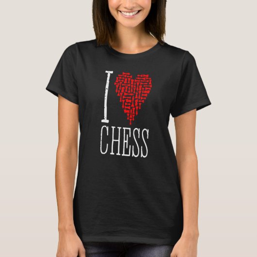 Love Chess Heart Player Master Coach Pieces Mosa T-shirt (Voorkant)