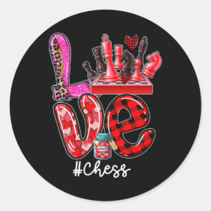 Love Chess-uitrusting Speler Team Valentijnsdag H Ronde Sticker
