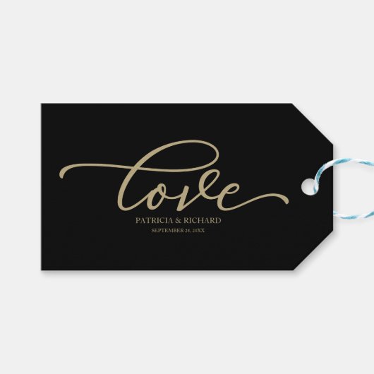 Love Chic Goud Schrift Zwart Cadeaulabel (Voorkant (Horizontaal))