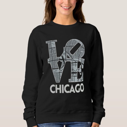 Love Chicago City Map South Side Chicago Baseball Trui (Voorkant)