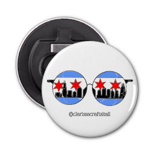 LOVE chicaGOggles magnet Button Flesopener