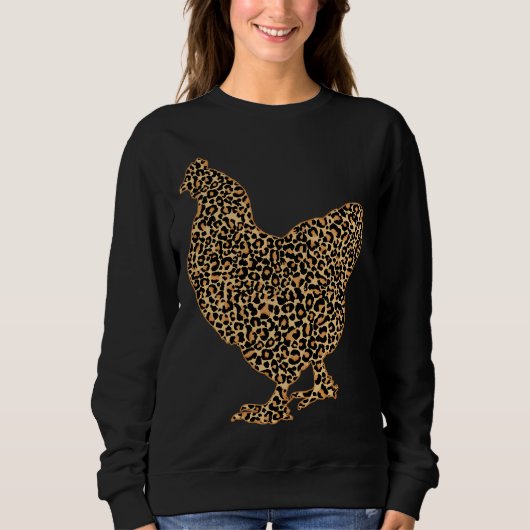 LOVE Chicken Leopard Print Vint Trui (Voorkant)