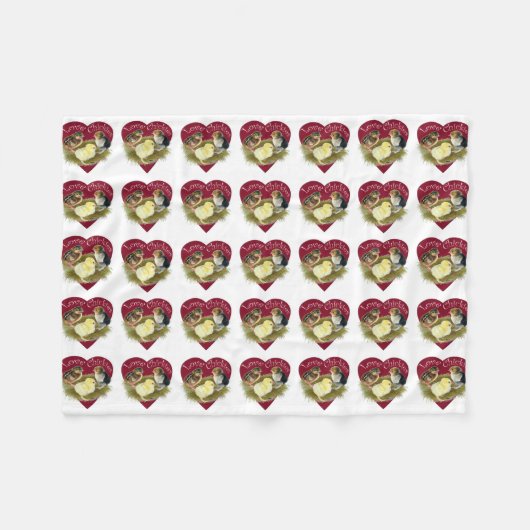 Love Chickies Fleece Deken (Voorkant (Horizontaal))