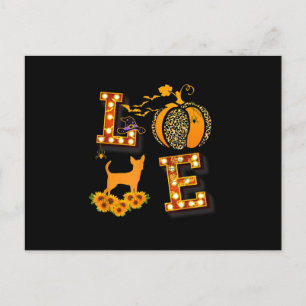Love Chihuahua Leopard Print Pumpkin Halloween Aankondigingskaart