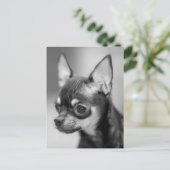 Love Chihuahua Puppy Dog Black and White Post Card Briefkaart (Staand voorkant)